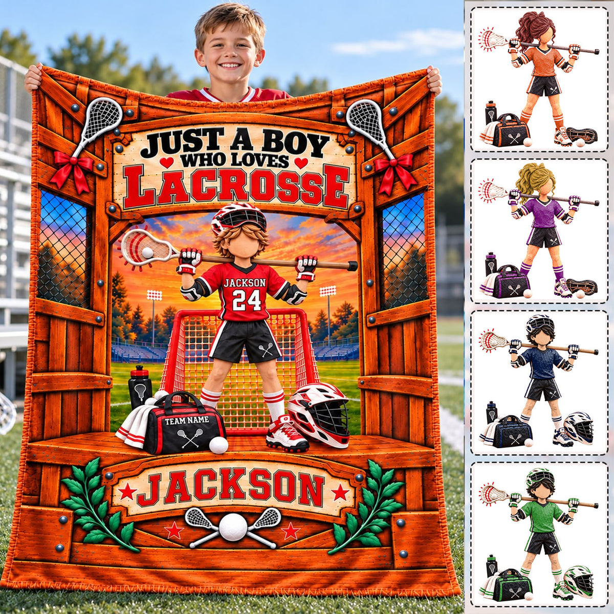 Just A Boy Who Loves Lacrosse, Personalized Lacrosse Blanket, Custom Player Name Gift, Gift For Lacrosse Players Lacrosse Lover T1807 Nh00 TL06