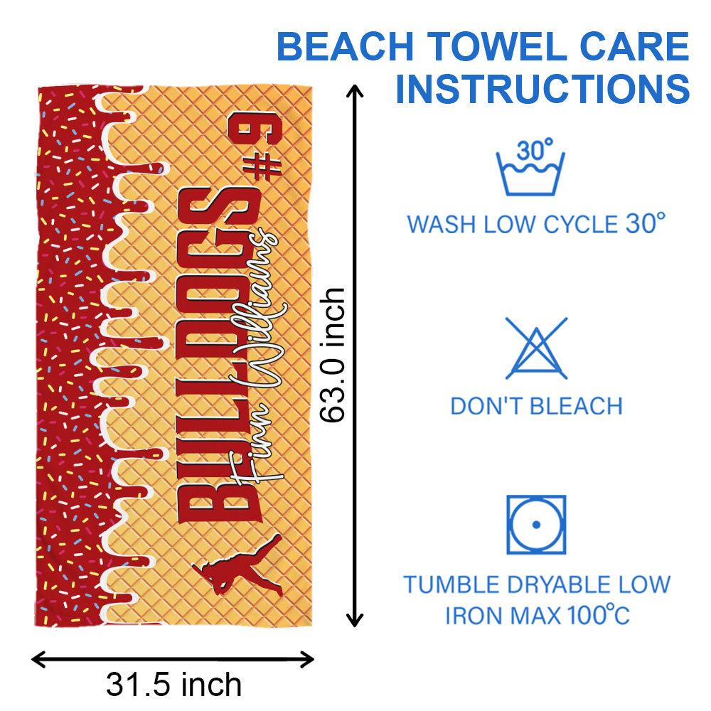 Personalized Ice Cream Drip Baseball Beach Towel, Drip Beach Towel, Pool Towel, Team Gift A2110 Tu20