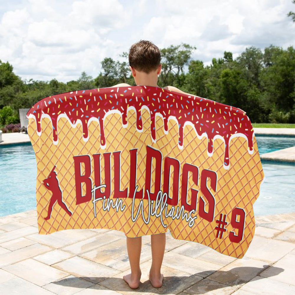 Personalized Ice Cream Drip Baseball Beach Towel, Drip Beach Towel, Pool Towel, Team Gift A2110 Tu20