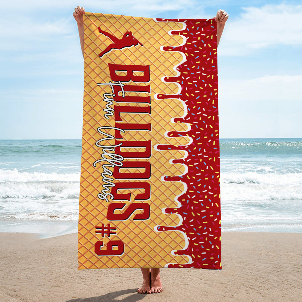 Personalized Ice Cream Drip Baseball Beach Towel, Drip Beach Towel, Pool Towel, Team Gift A2110 Tu20