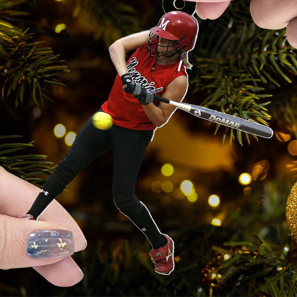 Custom Photo Softball Christmas Ornament - Personalized Gift for Sports Fans, Coaches, and Players Nh00