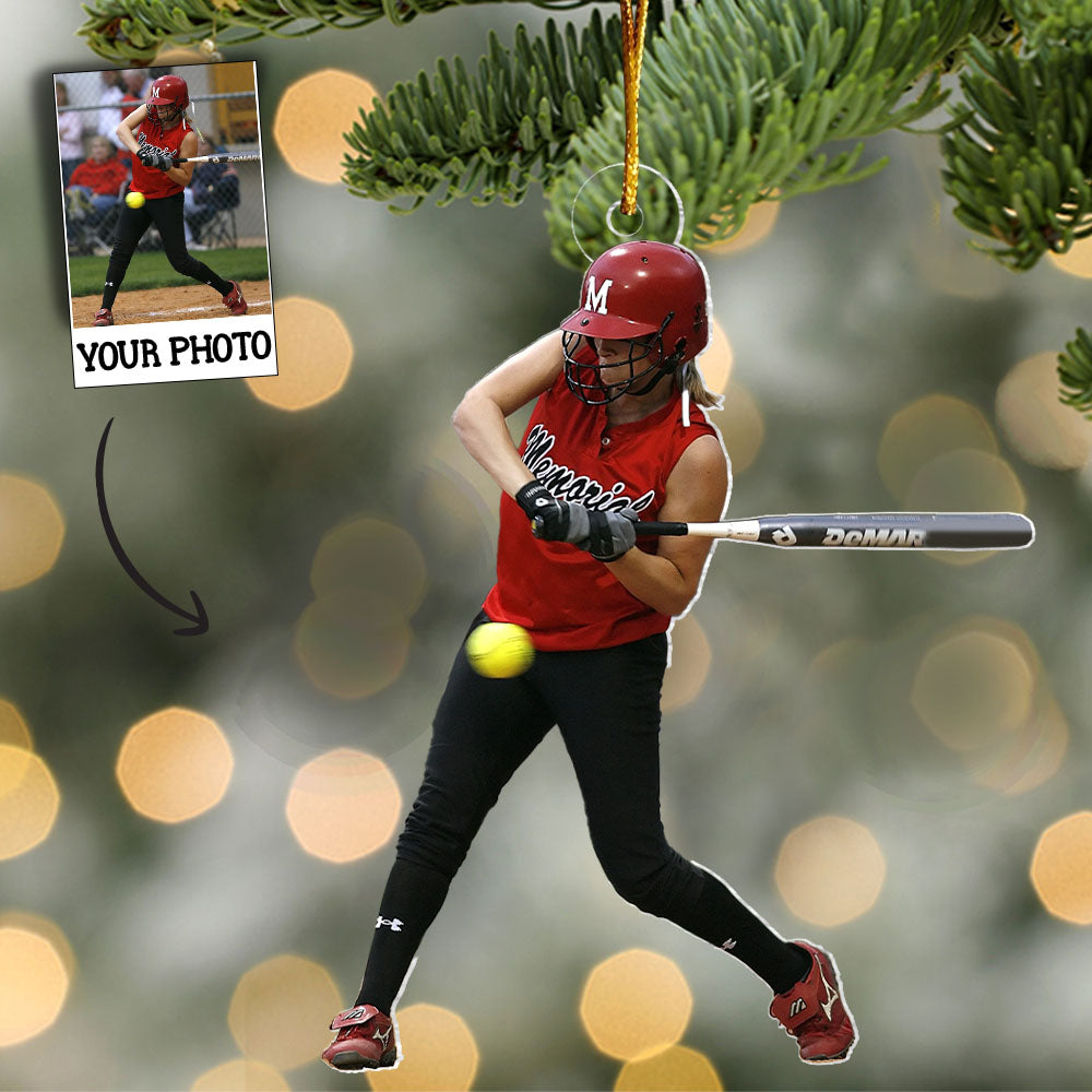 Custom Photo Softball Christmas Ornament - Personalized Gift for Sports Fans, Coaches, and Players Nh00