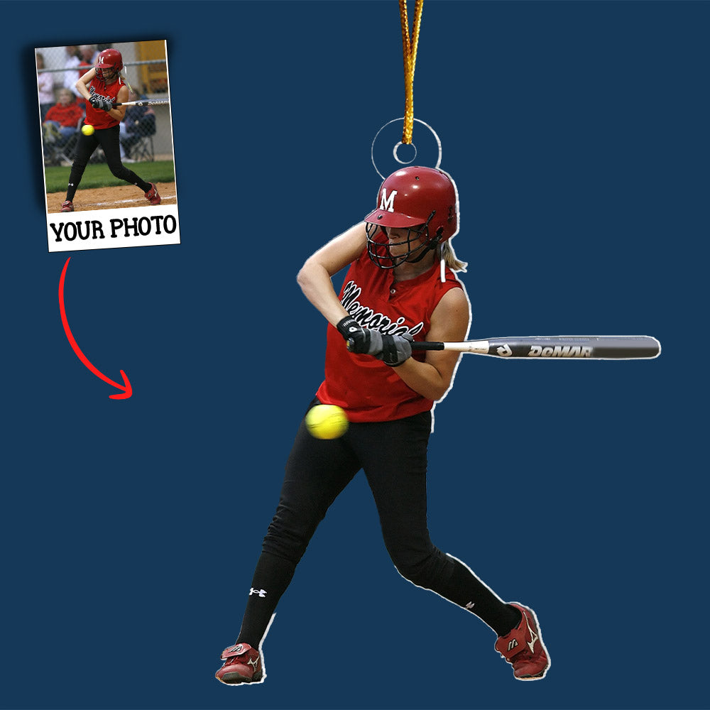 Custom Photo Softball Christmas Ornament - Personalized Gift for Sports Fans, Coaches, and Players Nh00