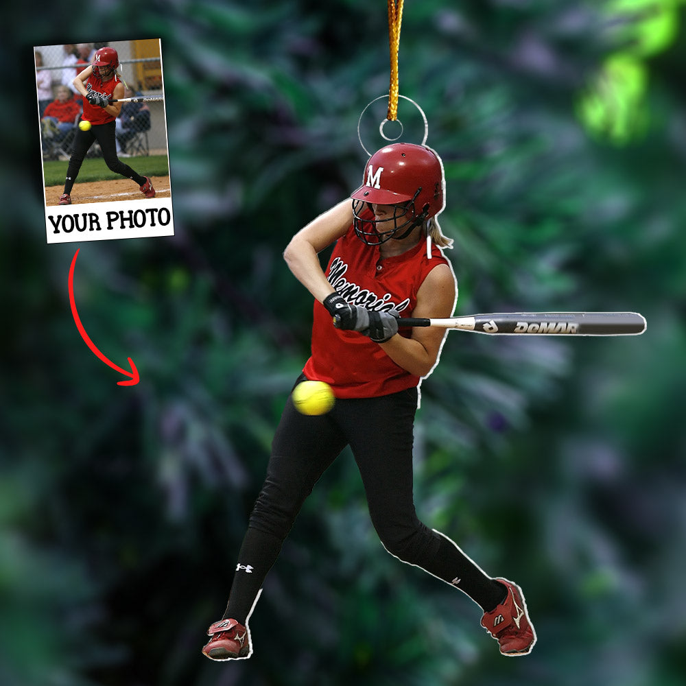 Custom Photo Softball Christmas Ornament - Personalized Gift for Sports Fans, Coaches, and Players Nh00