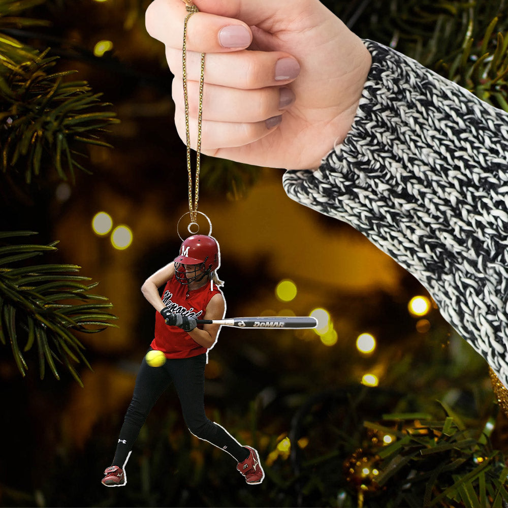 Custom Photo Softball Christmas Ornament - Personalized Gift for Sports Fans, Coaches, and Players Nh00