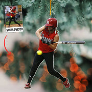 Custom Photo Softball Christmas Ornament - Personalized Gift for Sports Fans, Coaches, and Players Nh00