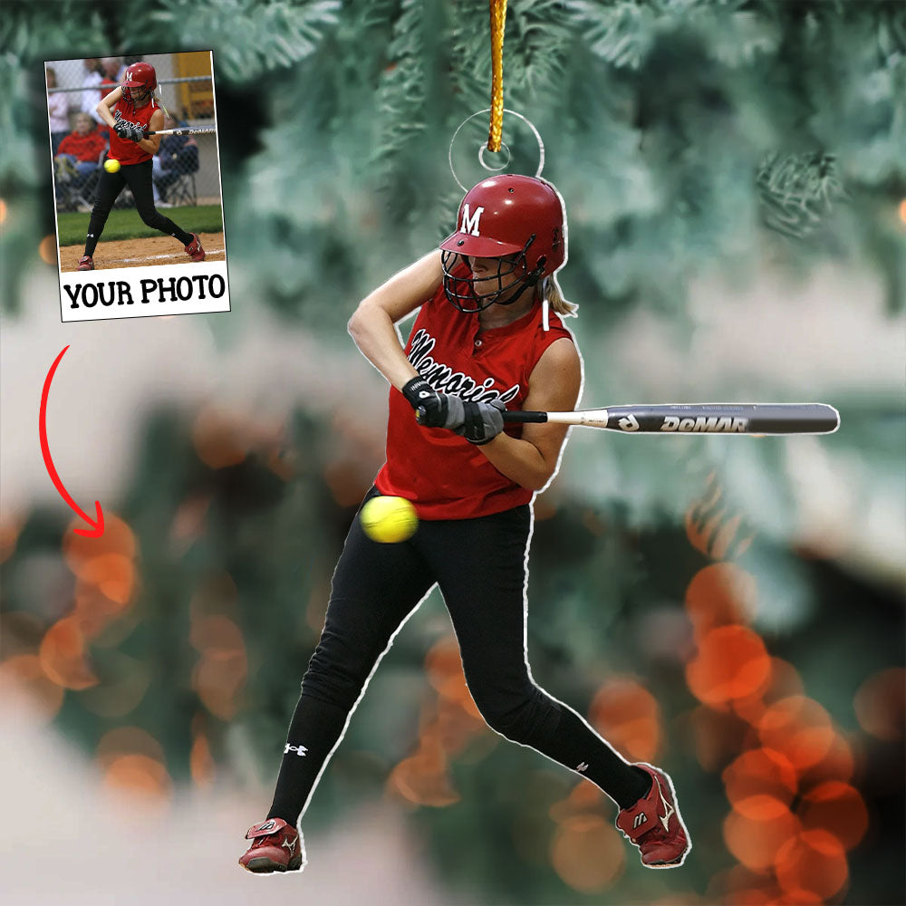 Custom Photo Softball Christmas Ornament - Personalized Gift for Sports Fans, Coaches, and Players Nh00