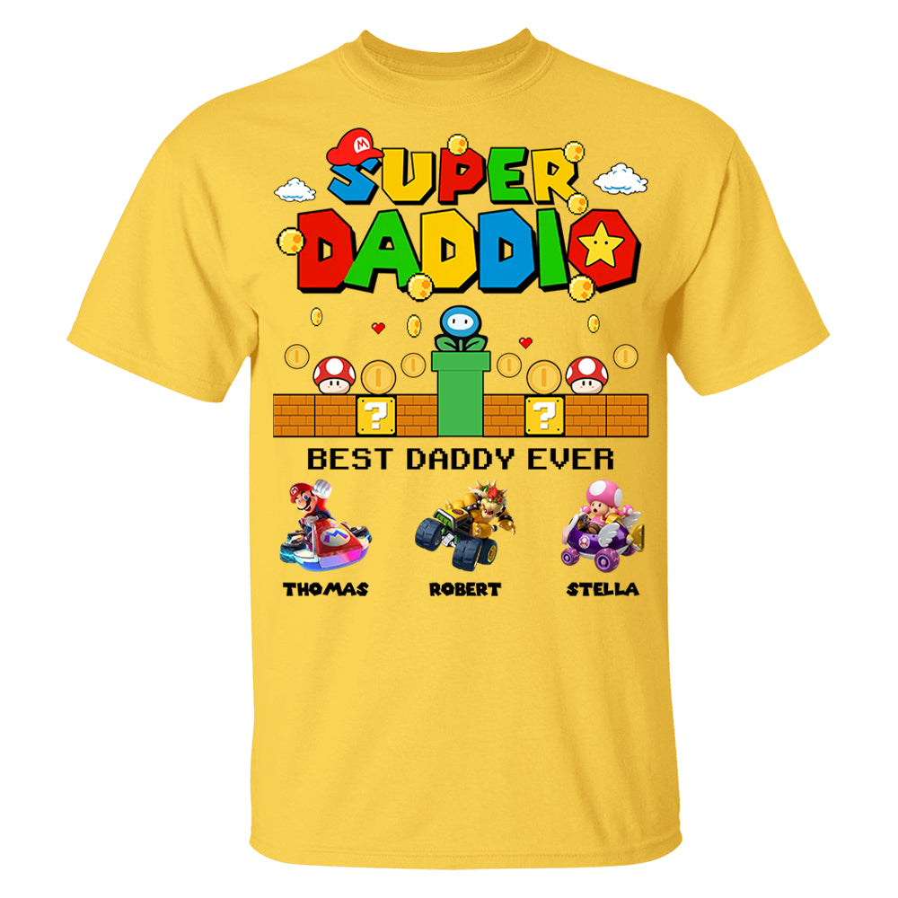Super Daddio It's A Me Daddy, Personalized Daddio Shirt With Kids Name Custom, Father's Day Gift For Husband, Dad, Grandpa MI209 Li29