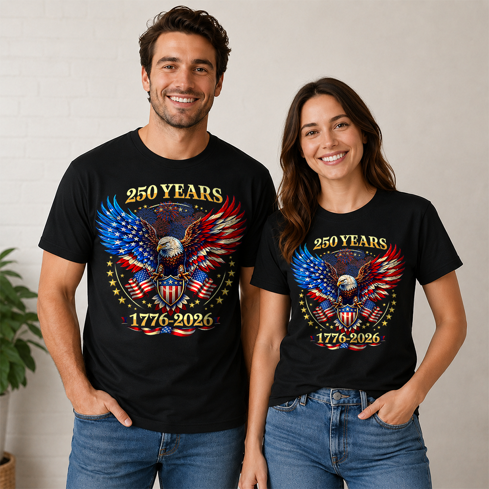 USA 250 Years Anniversary T-Shirt, 4th of July Independence Day Patriotic Tee Hv01