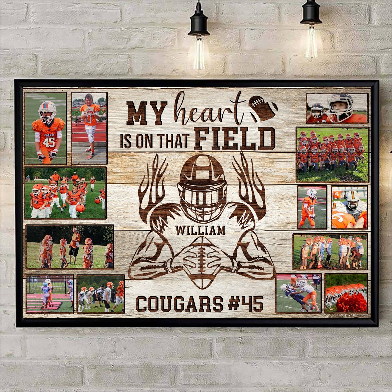 Personalized American Football Player Poster & Canvas Custom Photo, Name, Team Name K1702
