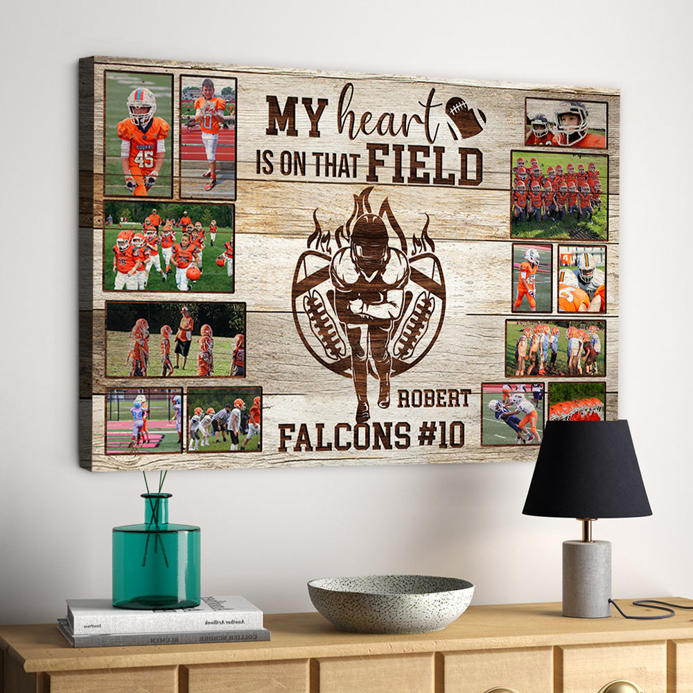 Personalized American Football Player Poster & Canvas Custom Photo, Name, Team Name K1702