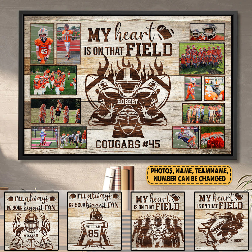 Personalized American Football Player Poster & Canvas Custom Photo, Name, Team Name K1702