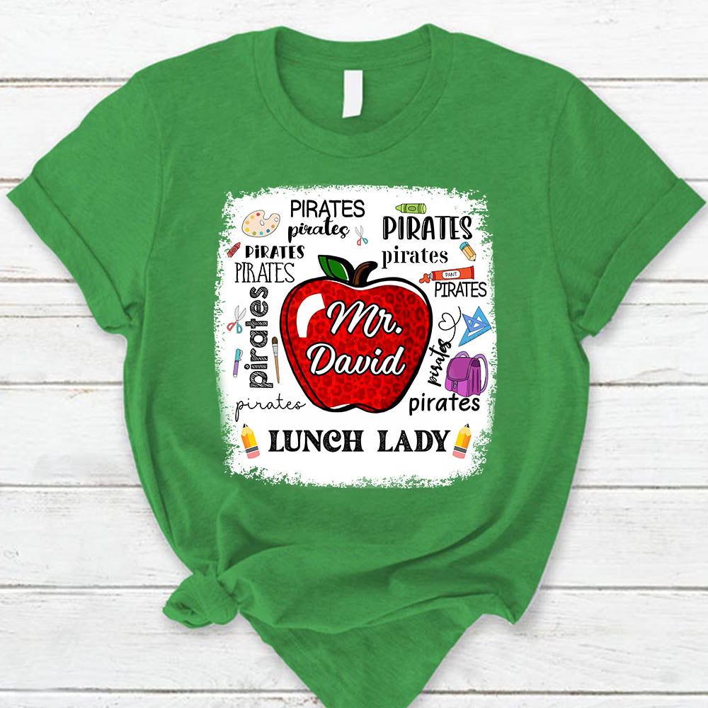 Personalized School Mascot Apple Custom Name T-Shirt