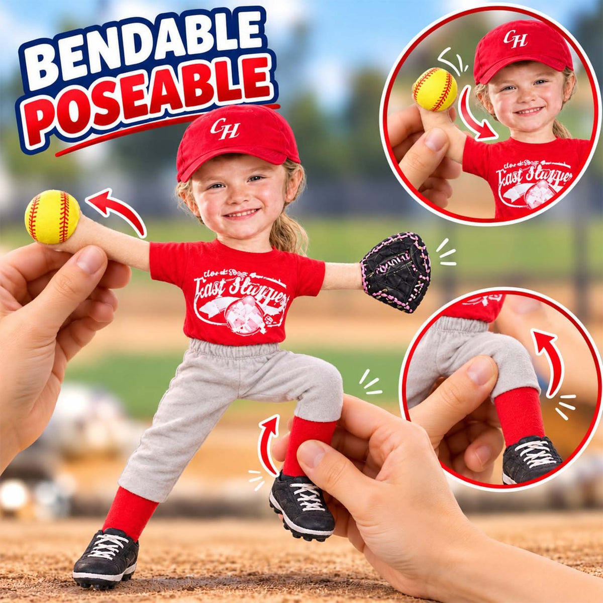 Personalized Softball Squishy Toy Poseable Plush Doll, Funny Gift For Sport Lovers NA04 Pt99 DH09