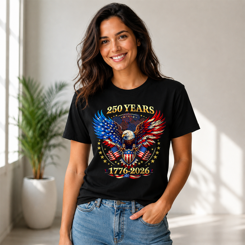 USA 250 Years Anniversary T-Shirt, 4th of July Independence Day Patriotic Tee Hv01