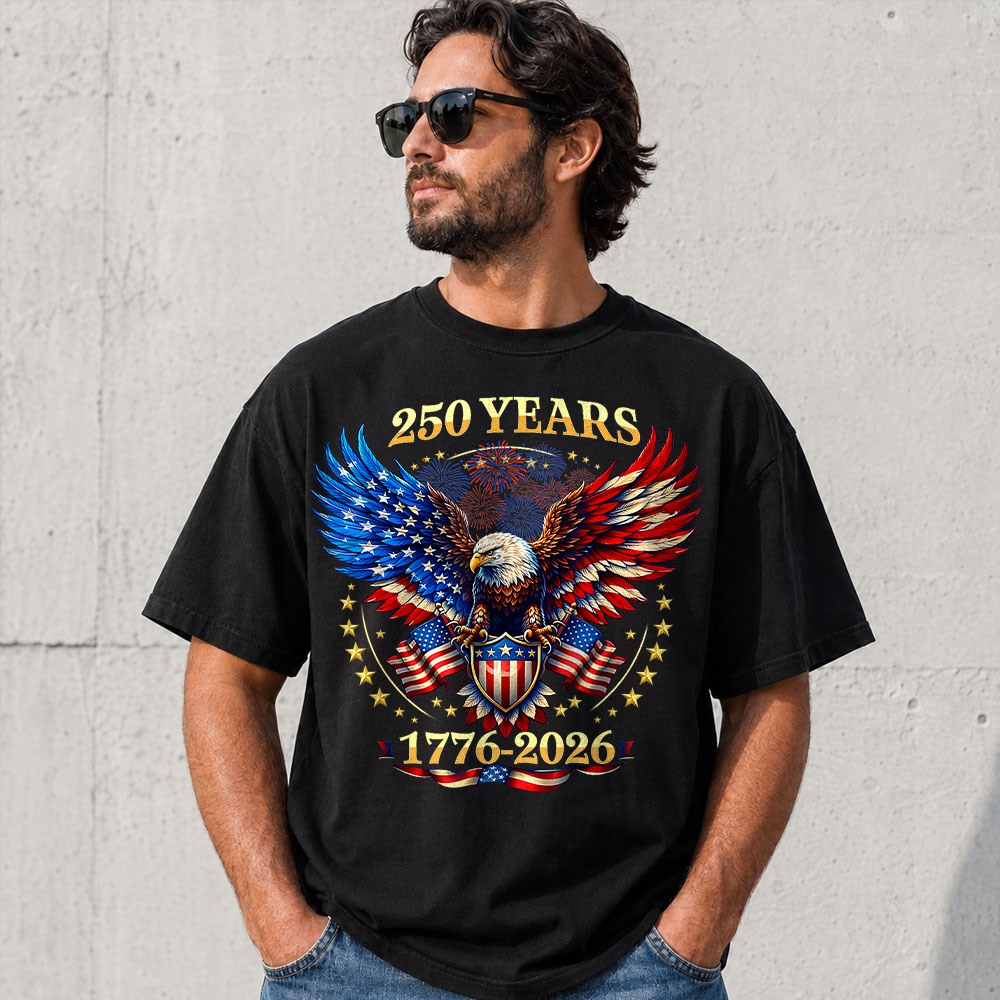 USA 250 Years Anniversary T-Shirt, 4th of July Independence Day Patriotic Tee Hv01