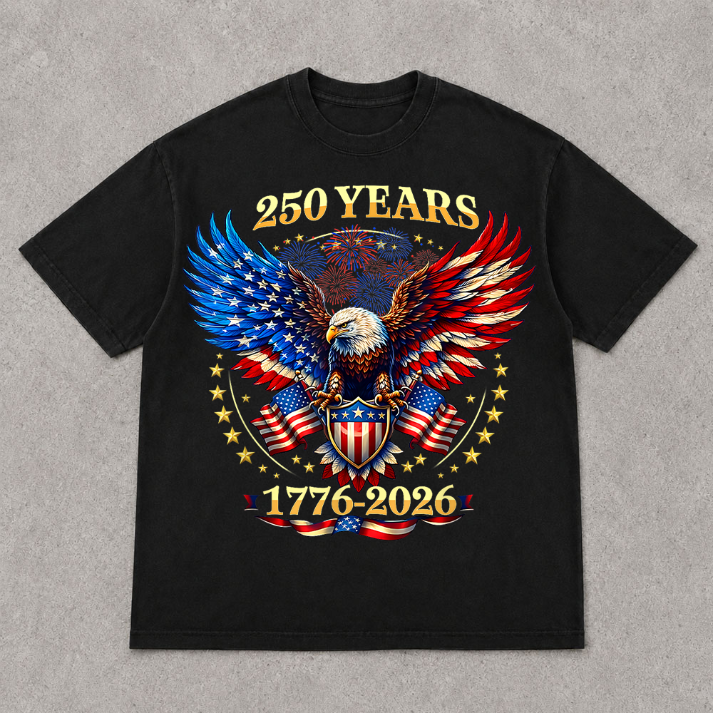 USA 250 Years Anniversary T-Shirt, 4th of July Independence Day Patriotic Tee Hv01
