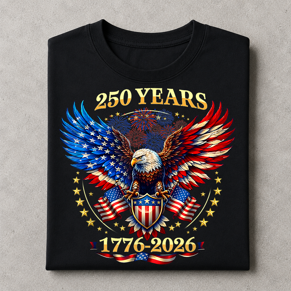 USA 250 Years Anniversary T-Shirt, 4th of July Independence Day Patriotic Tee Hv01