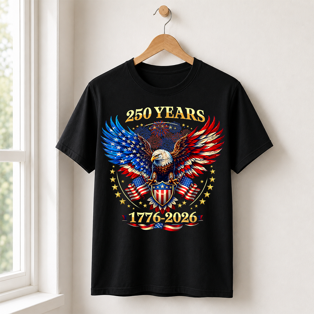 USA 250 Years Anniversary T-Shirt, 4th of July Independence Day Patriotic Tee Hv01