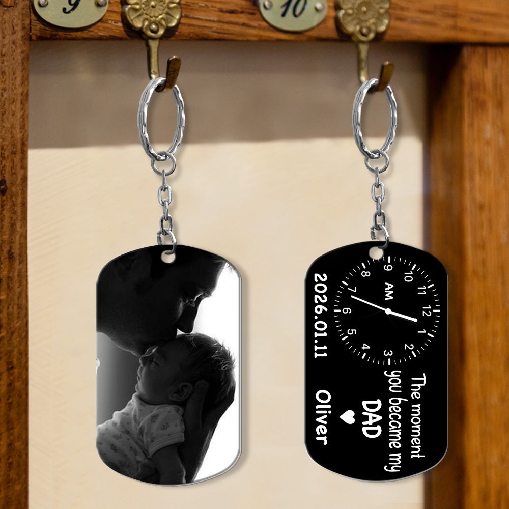 New Dad Keychain, The Moment You Became My Daddy Keychain Baby Shower Gifts for Dad Personalised 1st Father's Day Gift for Him Nh00