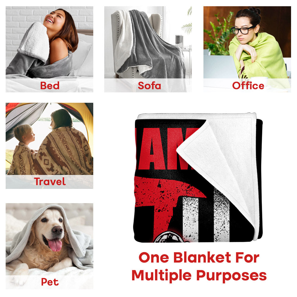 Personalized Name Blanket Firefighter Blanket American Flag Blanket Gift For Firefighter H2511