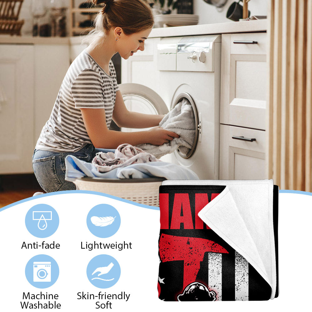 Personalized Name Blanket Firefighter Blanket American Flag Blanket Gift For Firefighter H2511