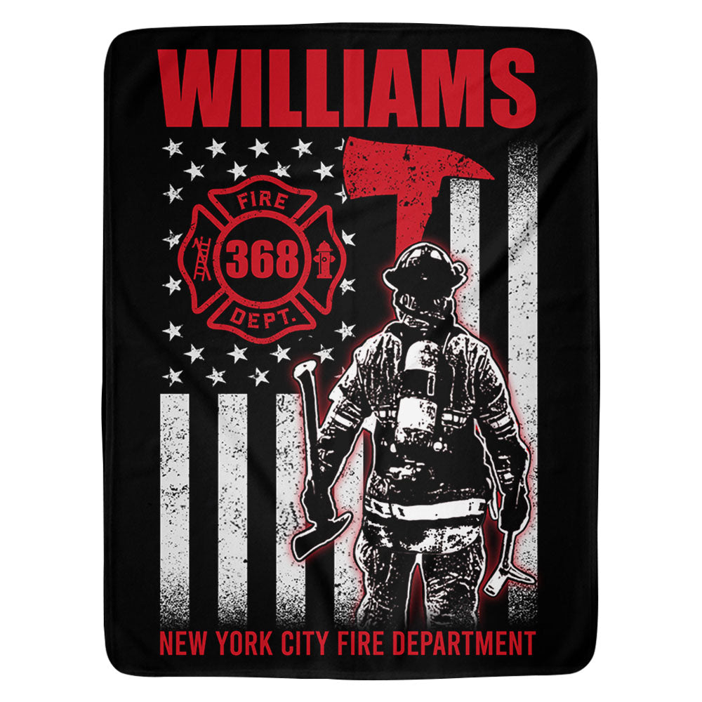 Personalized Name Blanket Firefighter Blanket American Flag Blanket Gift For Firefighter H2511