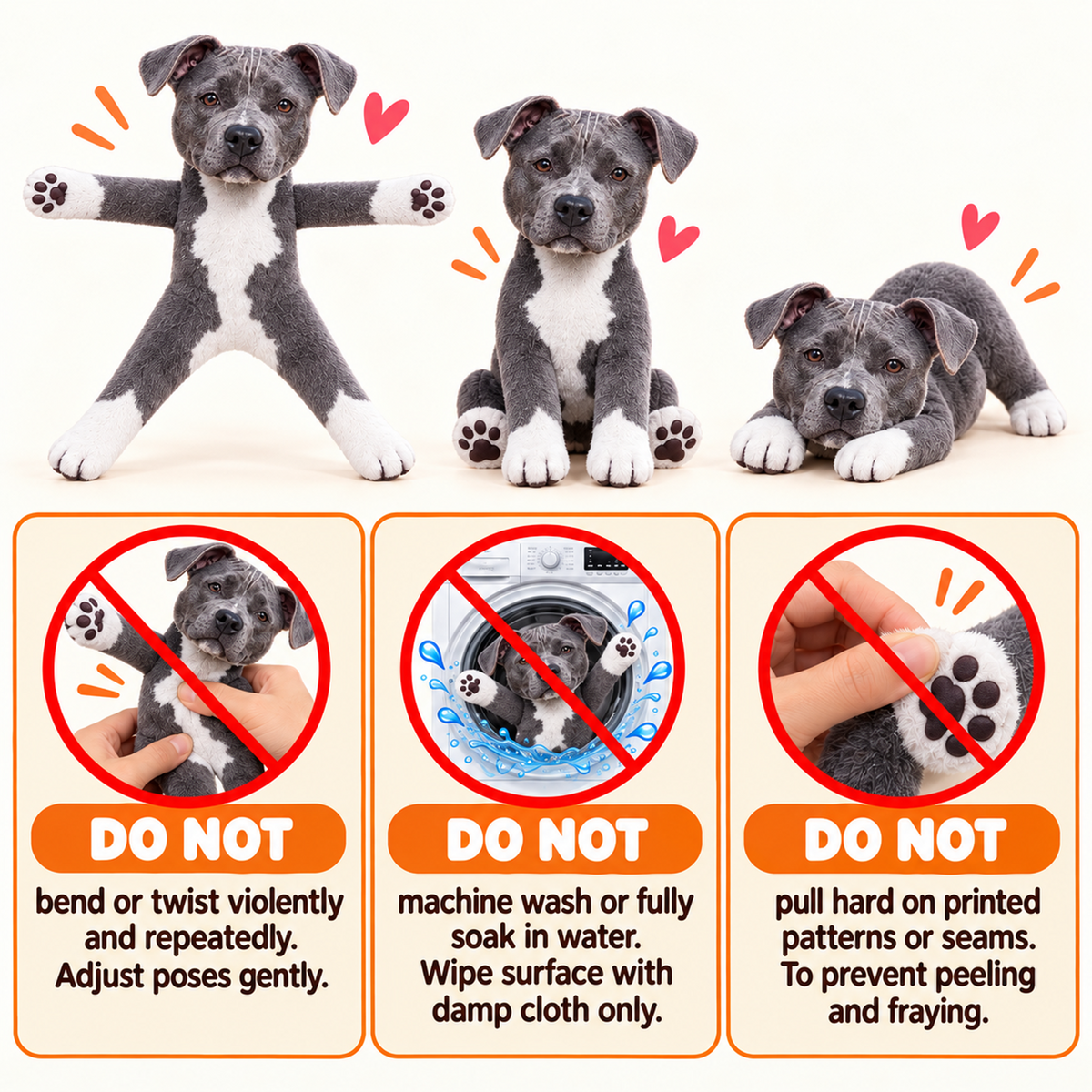 Personalized Pit Bull Photo Pet Squishy Toy Poseable Plush Doll, Funny Gift For Dog Mom, Dad, Pet Lover T1807 T24 TL06