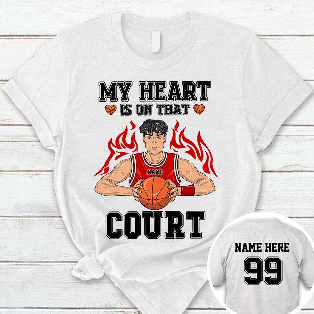 Personalized My Heart Is On That Court Basketball Shirt Custom Name And Number Basketball Shirt Ph99 Ha96