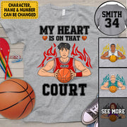 Personalized My Heart Is On That Court Basketball Shirt Custom Name And Number Basketball Shirt Ph99 Ha96