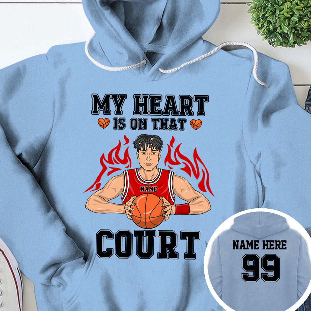 Personalized My Heart Is On That Court Basketball Shirt Custom Name And Number Basketball Shirt Ph99 Ha96