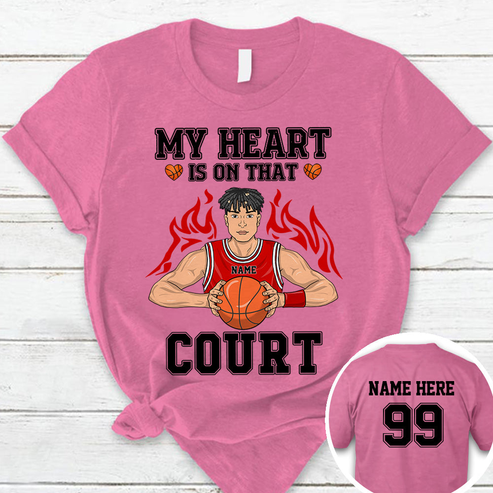 Personalized My Heart Is On That Court Basketball Shirt Custom Name And Number Basketball Shirt Ph99 Ha96