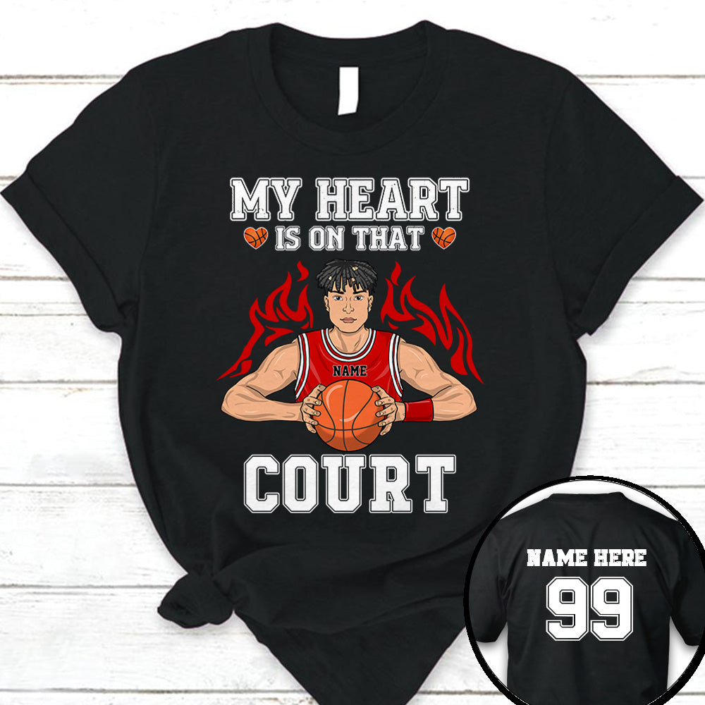 Personalized My Heart Is On That Court Basketball Shirt Custom Name And Number Basketball Shirt Ph99 Ha96