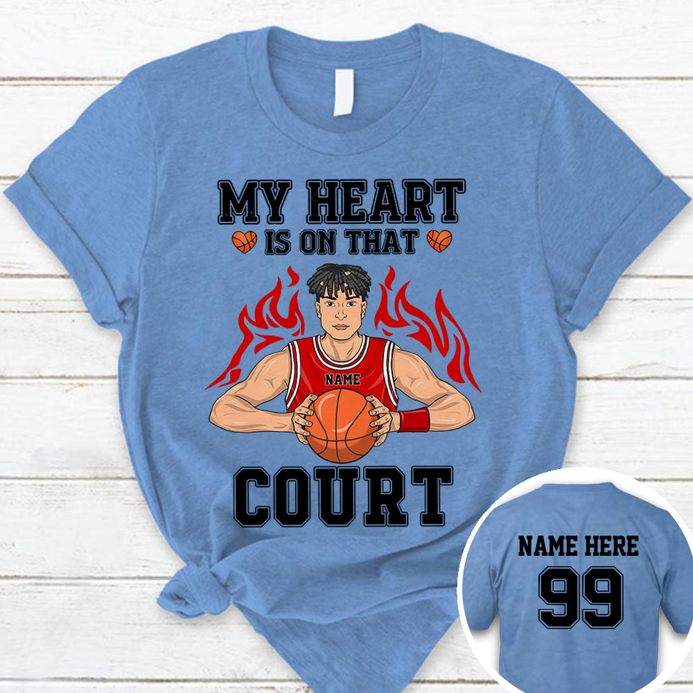 Personalized My Heart Is On That Court Basketball Shirt Custom Name And Number Basketball Shirt Ph99 Ha96