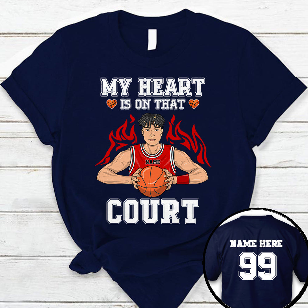 Personalized My Heart Is On That Court Basketball Shirt Custom Name And Number Basketball Shirt Ph99 Ha96