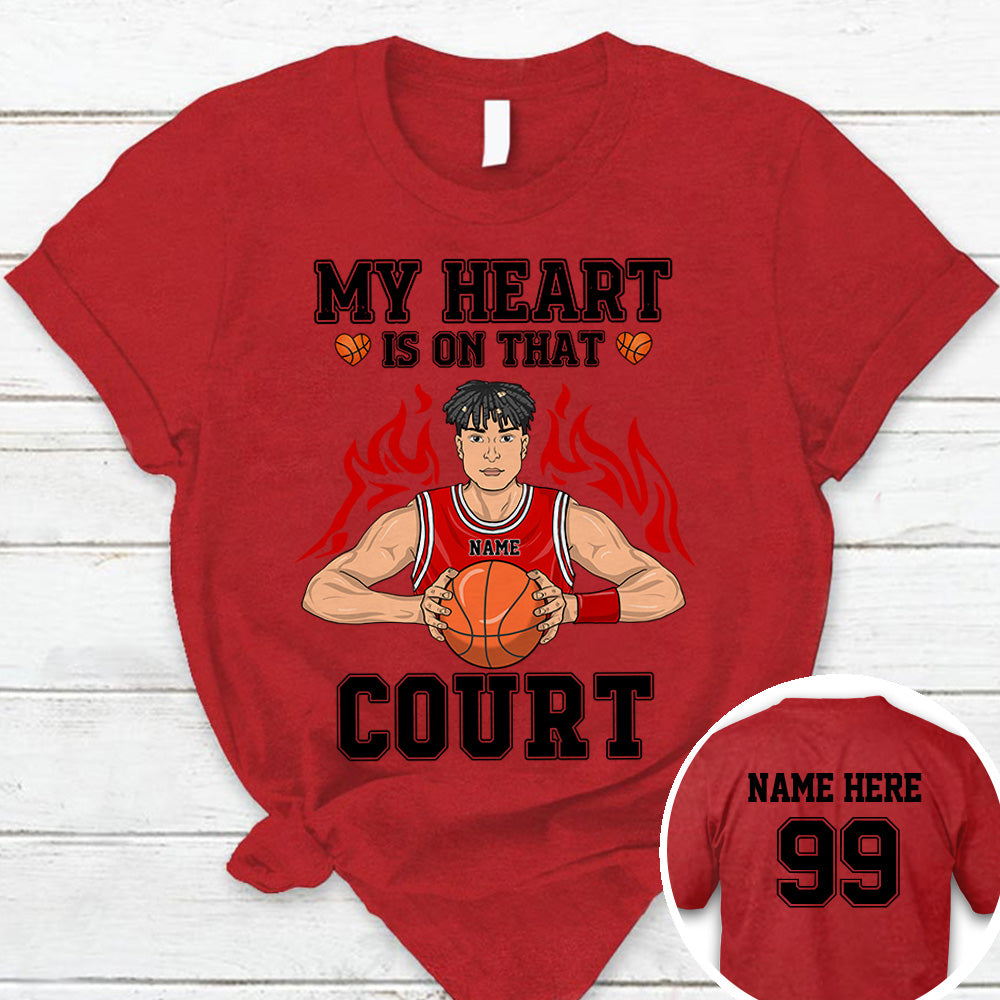 Personalized My Heart Is On That Court Basketball Shirt Custom Name And Number Basketball Shirt Ph99 Ha96