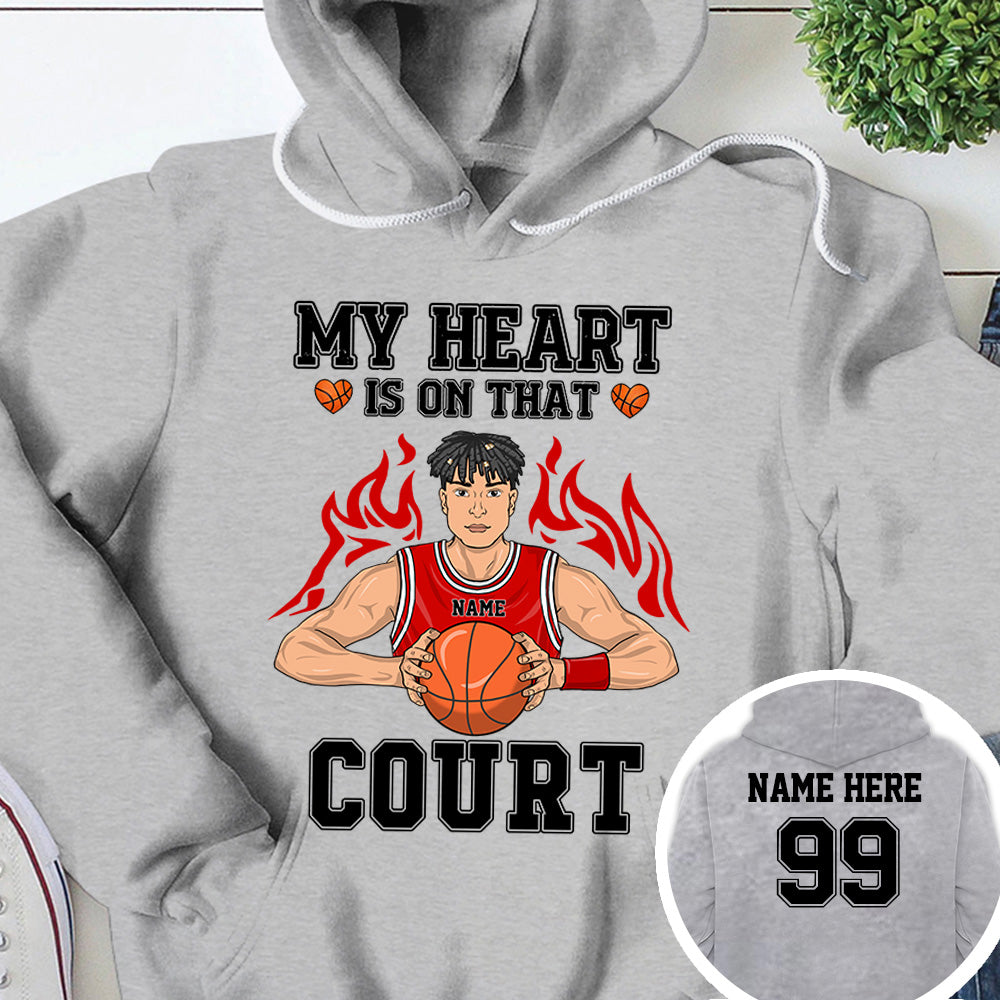 Personalized My Heart Is On That Court Basketball Shirt Custom Name And Number Basketball Shirt Ph99 Ha96