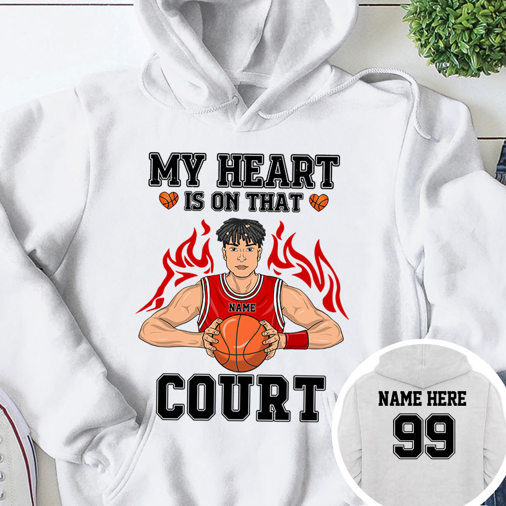 Personalized My Heart Is On That Court Basketball Shirt Custom Name And Number Basketball Shirt Ph99 Ha96