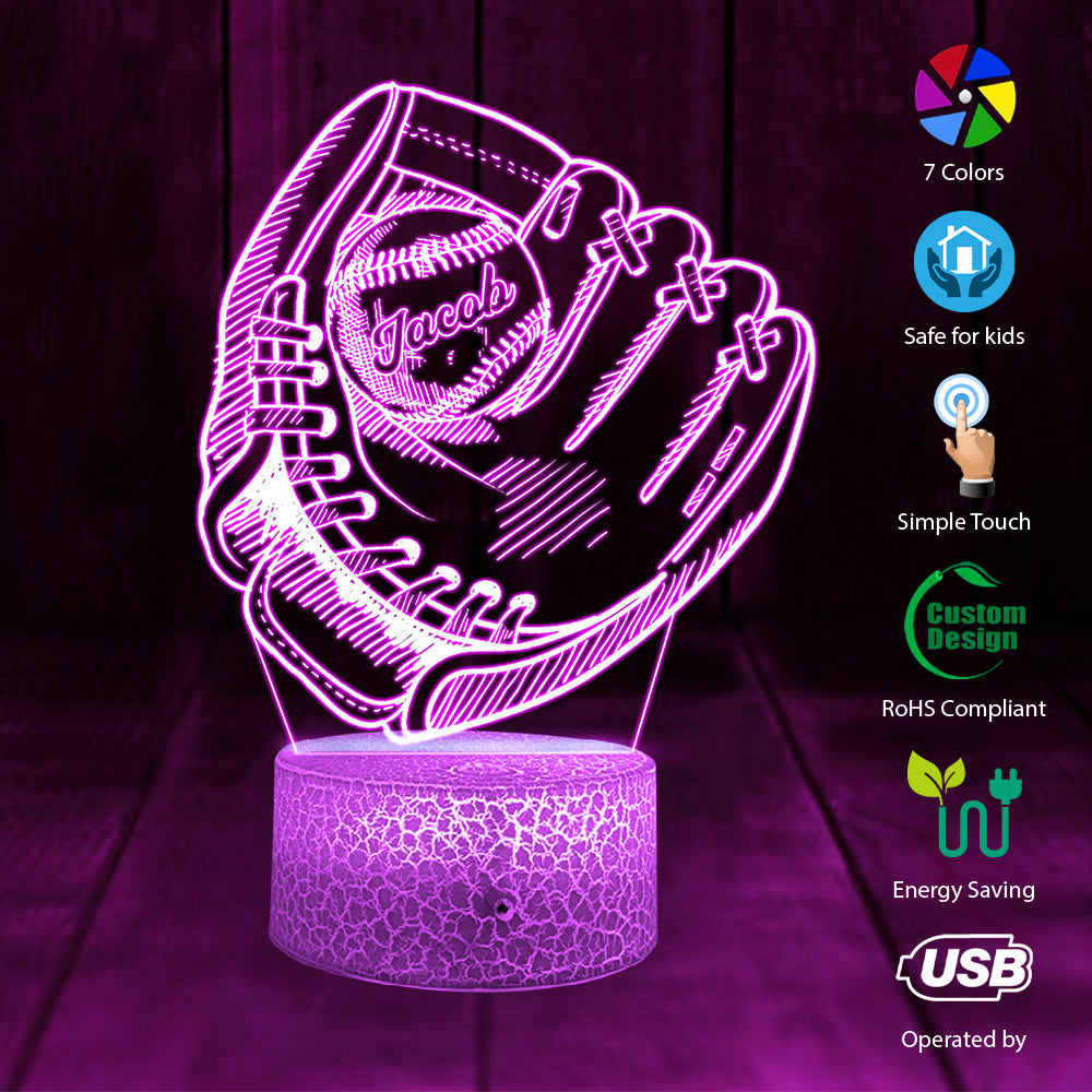 Baseball Player Led Light, Led Color Changing Night Light For Baseball Lovers K1702