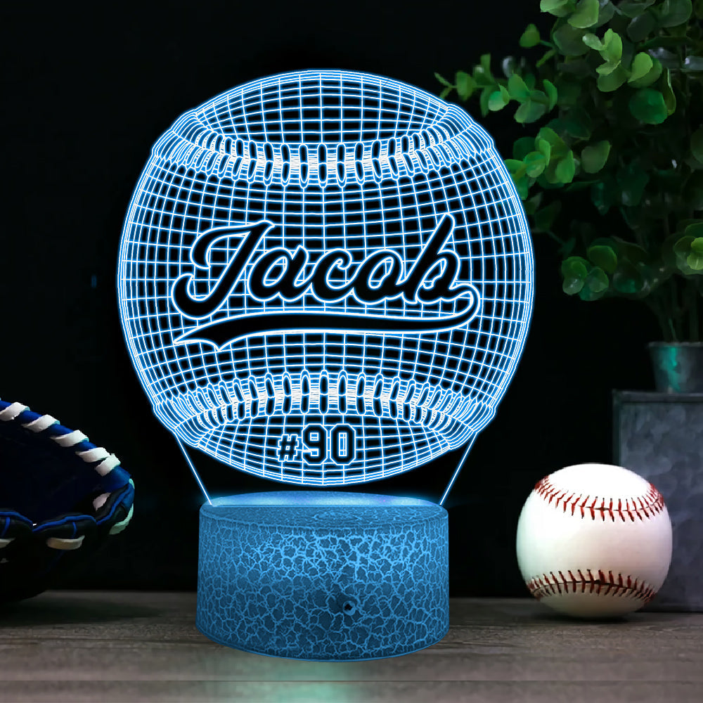 Baseball Player Led Light, Led Color Changing Night Light For Baseball Lovers K1702