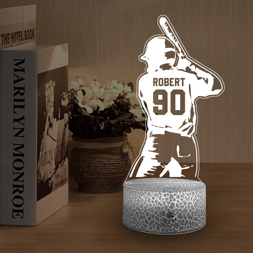Baseball Player Led Light, Led Color Changing Night Light For Baseball Lovers K1702