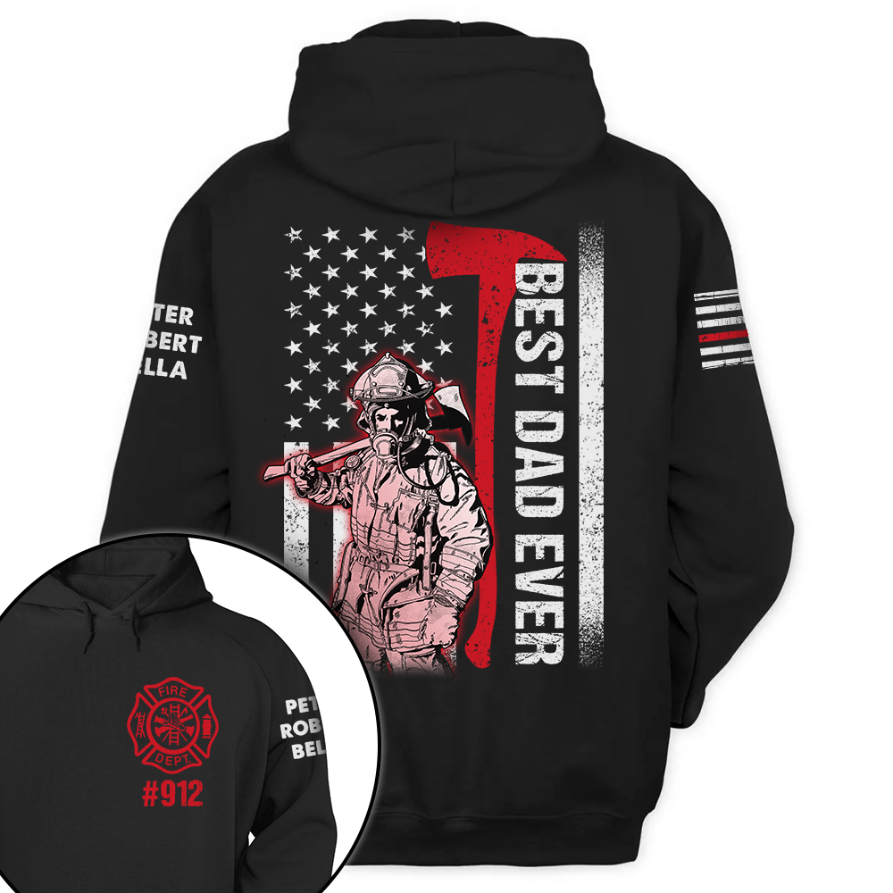 Best Dad Ever Personalized Shirt Firefighter Dad Gift For Firefighters All Over Print Shirt K1702