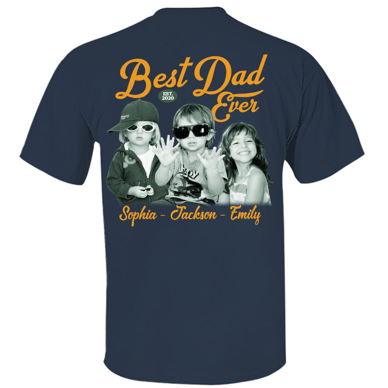 Custom Best Dad Ever Shirt with Kids Name and Photo: Retro Dad Shirt, Dad Est Shirt, New Dad Vintage Picture Tee, Fathers Day Gift from Kids Pt99