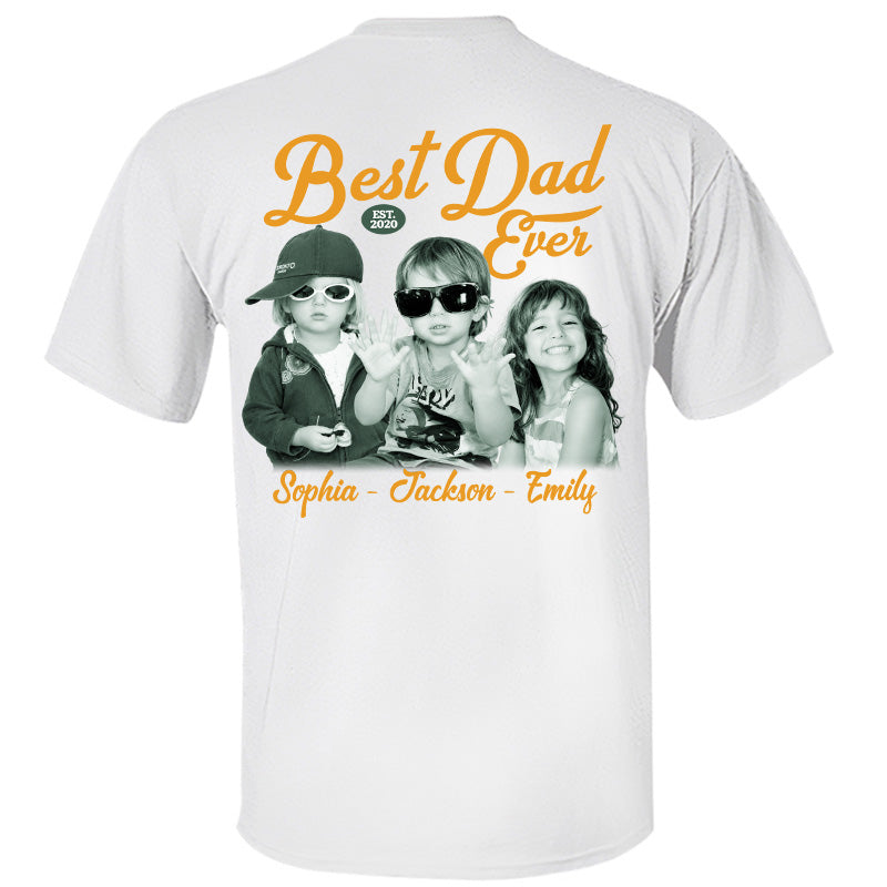 Custom Best Dad Ever Shirt with Kids Name and Photo: Retro Dad Shirt, Dad Est Shirt, New Dad Vintage Picture Tee, Fathers Day Gift from Kids Pt99