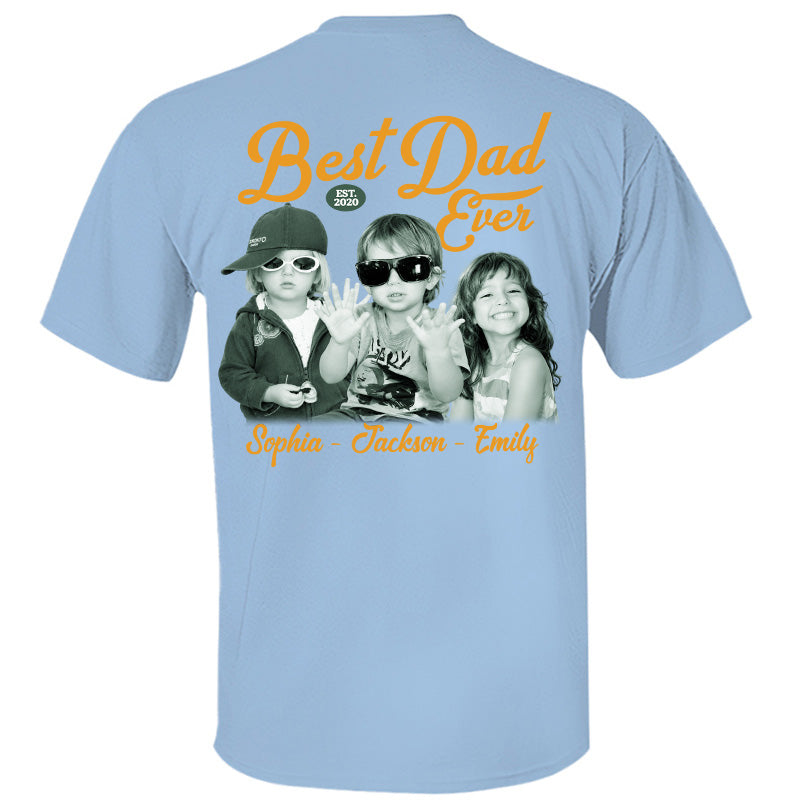 Custom Best Dad Ever Shirt with Kids Name and Photo: Retro Dad Shirt, Dad Est Shirt, New Dad Vintage Picture Tee, Fathers Day Gift from Kids Pt99