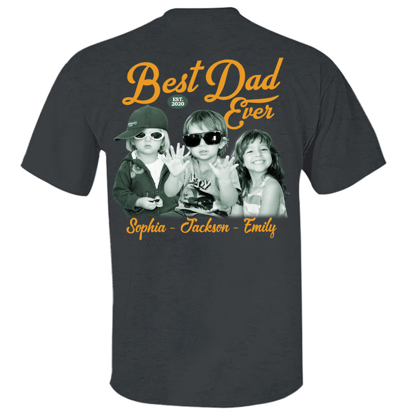 Custom Best Dad Ever Shirt with Kids Name and Photo: Retro Dad Shirt, Dad Est Shirt, New Dad Vintage Picture Tee, Fathers Day Gift from Kids Pt99