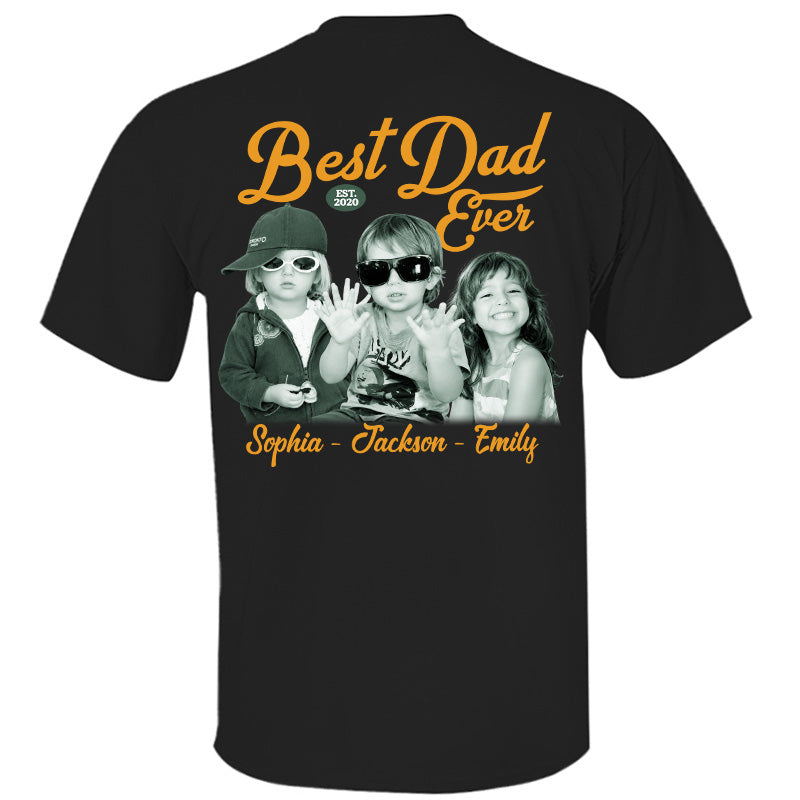 Custom Best Dad Ever Shirt with Kids Name and Photo: Retro Dad Shirt, Dad Est Shirt, New Dad Vintage Picture Tee, Fathers Day Gift from Kids Pt99