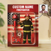 3D Effect Firefighter Action Figure Pack Packaging Personalized Face Firefighter Acrylic Plaque, Unique Keepsake, Gift For Firefighters Pt99