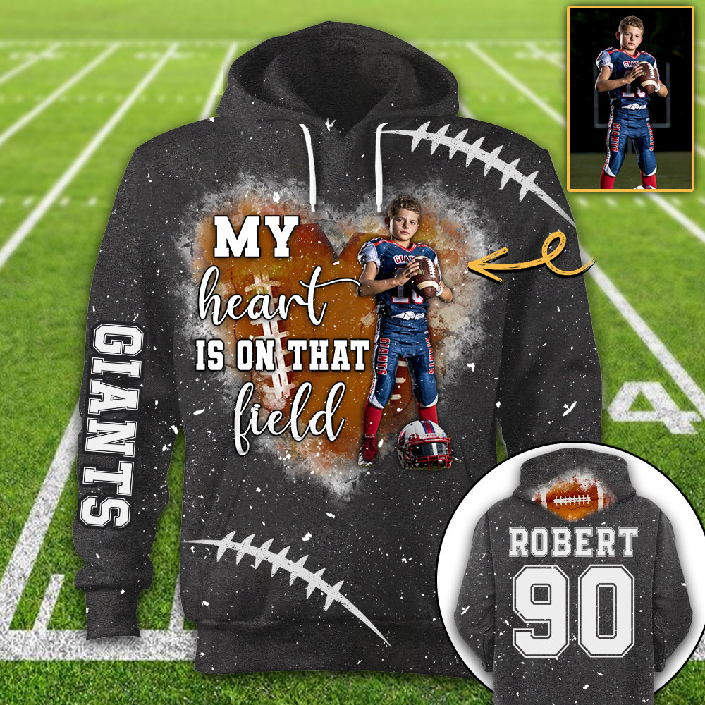 Personalized My Heart Is On That Field Football Custom Photo Player All Over Print Shirt K1702