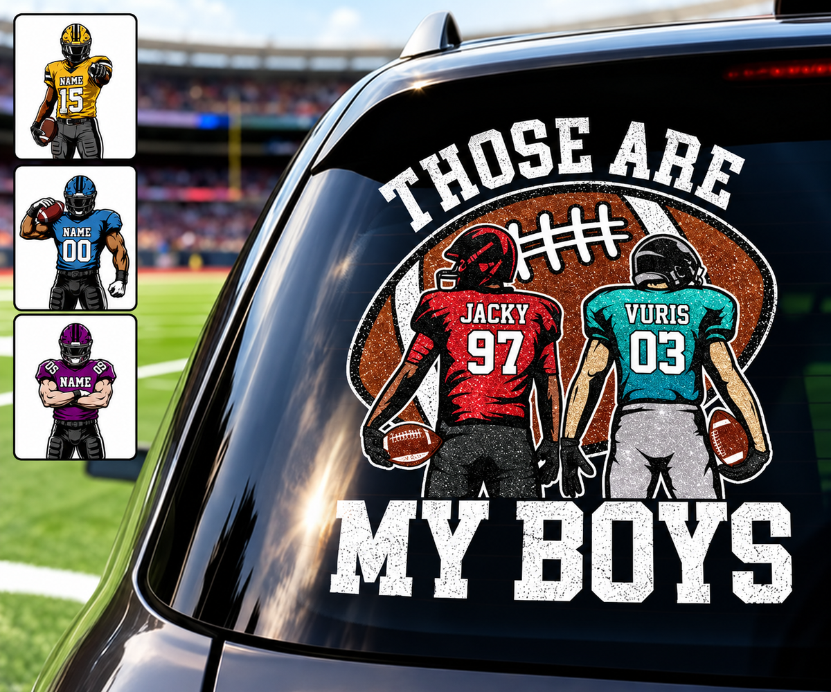 Personalized Those Are My Kids Football Car Decal, Custom Football Player Name & Number Sticker, Gift for Sports Moms and Dads T1807 T24